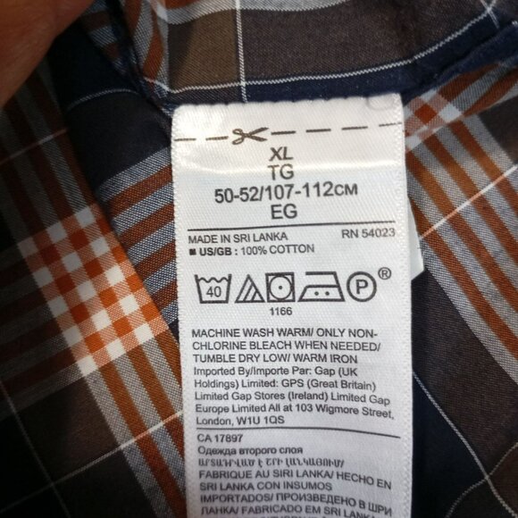 Banana Republic Dress Shirt Mens Untucked Slim Fit Plaid Size XL 100% Cotton - Picture 4 of 11